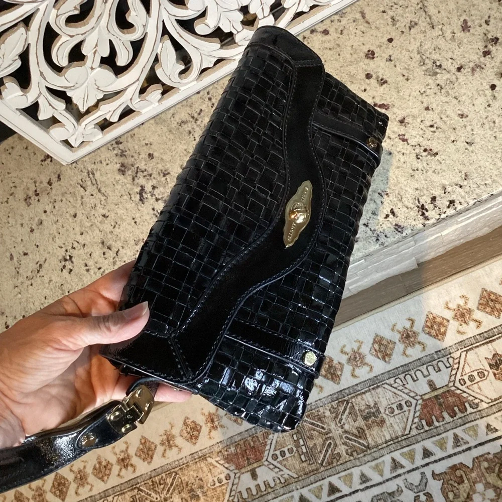 Elliot Lucca Black Leather Weave Bag